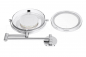 Preview: DEUSENFELD WL5CB - Batterie LED Doppel Wand Kosmetikspiegel, 5x Vergrößerung + Normalspiegel, Ø17,5cm, 360° vertikal und horizontal schwenkbar, 35 SMD Tageslicht LEDs, Metall verchromt