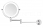 Preview: DEUSENFELD WL5CB - Batterie LED Doppel Wand Kosmetikspiegel, 5x Vergrößerung + Normalspiegel, Ø17,5cm, 360° vertikal und horizontal schwenkbar, 35 SMD Tageslicht LEDs, Metall verchromt