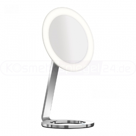 Aliseo 020759 - Stand LED Kosmetikspiegel "MOON DANCE", Ø 24cm, touch control, T3 technology - 2 Lichtfarben einstellbar, sieger design, 3-Fach Vergrößerung, aus verchromten Messing, 230V