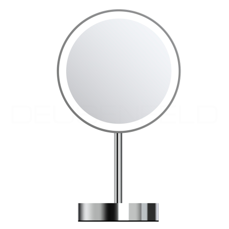 Preview: DEUSENFELD SL50CTA - Premium Akku LED Stand Kosmetikspiegel, CTT - stufenlos einstellbarer Farbton von 2700-6500K, hell, LED Touch-Control, USB-C, 5000mAh Akku, 5x Vergrößerung, Ø20cm, verchromt