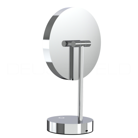 Preview: DEUSENFELD SL50CTA - Premium Akku LED Stand Kosmetikspiegel, CTT - stufenlos einstellbarer Farbton von 2700-6500K, hell, LED Touch-Control, USB-C, 5000mAh Akku, 5x Vergrößerung, Ø20cm, verchromt