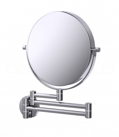 DEUSENFELD KW723C - Doppel Wand Kosmetikspiegel, 7x Vergrößerung + Normalspiegel, 3-Armig, Ø20cm, 360° vertikal und horizontal schwenkbar, verchromt