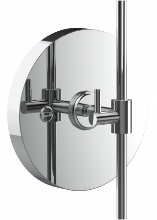 Preview: DEUSENFELD WLS50CA - Wand Akku LED Kosmetikspiegel an Stange, höhenverstellbar, Ø20cm, 5-fach Vergrößerung, 50cm, Stangengleiter,  3 einstellbare Lichtfarben, 10 Min. Timer, Dimmer, 3000mAh Lithium Akku, USB-C, inkl. Klebeadapter, verchromt