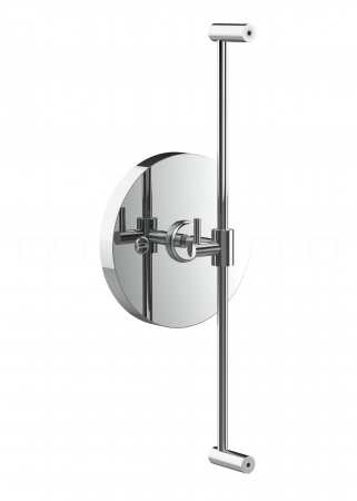 Preview: DEUSENFELD WLS50CA - Wand Akku LED Kosmetikspiegel an Stange, höhenverstellbar, Ø20cm, 5-fach Vergrößerung, 50cm, Stangengleiter,  3 einstellbare Lichtfarben, 10 Min. Timer, Dimmer, 3000mAh Lithium Akku, USB-C, inkl. Klebeadapter, verchromt