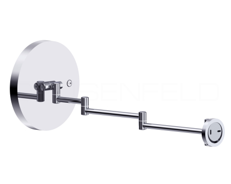 Preview: WL50CA - Akku Batterie LED Wand Kosmetikspiegel, 5x Vergrößerung, Ø20cm,  3 einstellbare Lichtfarben, 10 Min. Timer, Dimmer, 3000mAh Lithium Akku, USB, hochglanz verchromt Rückseite