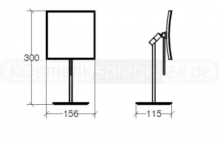 Design Stand Kosmetikspiegel "QUADRATO" 3-Fach Vergrößerung chrom