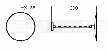 Design Wand Kosmetikspiegel MEVEDO "FLEX" 5-Fach Vergrößerung, Ø 18,6cm, Flexarm, chrom