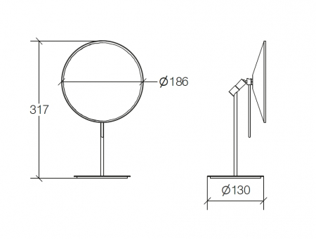 Design Stand Kosmetikspiegel "MEVEDO" 8-Fach Vergrößerung, Ø 18,6cm, schwere Qualität 1,3KG, chrom
