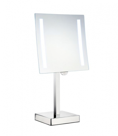 AUSSTELLER - Smedbo FK473E - Batterie LED Stand - Kosmetikspiegel, 20x20cm ! Eckig, 5x Vergrößerung, verchromt #82
