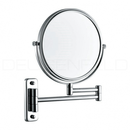 DEUSENFELD K7C - Doppel Wand Kosmetikspiegel, 7x Vergrößerung + Normalspiegel, Ø20cm, 360° vertikal und horizontal schwenkbar, MS verchromt
