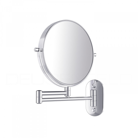 DEUSENFELD KW52C - Doppel Wand Kosmetikspiegel, 5x Vergrößerung + Normalspiegel, Ø20cm, 360° vertikal und horizontal schwenkbar, hochglanz verchromt