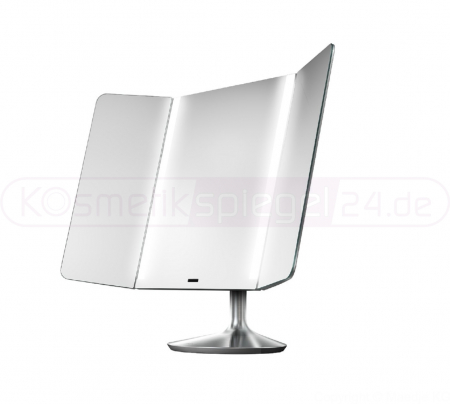 AUSSTELLER: Simplehuman ST3008 - Edelstahl Weitsicht Sensor Akku Stand LED Kosmetikspiegel, App Steuerung der Lichtfarbe, USB Ladebuchse, 51,5 x 40,8 x 18cm, matt gebürstet #80