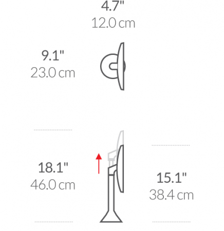 Simplehuman ST3028 - Stand Edelstahl Sensor Akku LED Kosmetikspiegel 5 - Fach Vergrößerung, Touch Helligkeitsregelung, USB Ladebuchse, ø 23cm, Tageslicht LED, matt WEIß