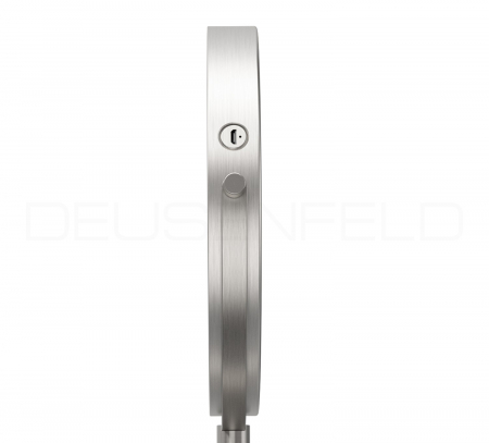 DEUSENFELD WL10EFA - Akku Batterie LED Doppel Wand Kosmetikspiegel, 10x Vergrößerung + Normalspiegel, Ø20cm, 360° vertikal und horizontal schwenkbar, 3 einstellbare Lichtfarben, 10 Min. Timer, Dimmer, 1800mAh Lithium Akku, USB, Edelstahl Finish