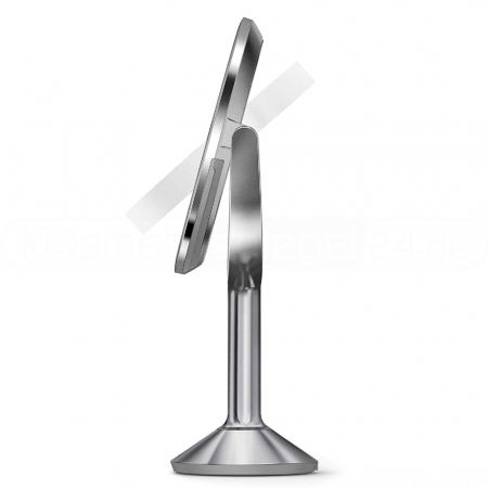 Simplehuman ST3024 - Trio Stand Edelstahl Sensor Akku LED Kosmetikspiegel 5-fach + 10-fach Vergrößerung + Normalspiegel, USB Ladebuchse, ø 23cm, Tageslicht LED, matt gebürstet