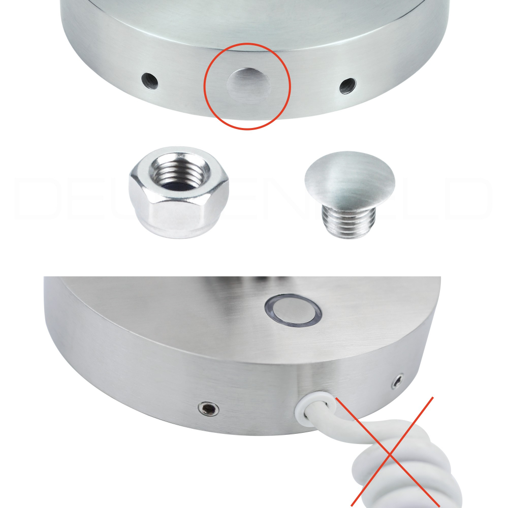 SONDERUMBAU: DEUSENFELD WL70CTD - Premium LED Kosmetikspiegel, CTT - stufenlos einstellbarer Farbton von 2700-6500K, LED Touch-Control, 7x Vergrößerung, Ø20cm, verdeckte Befestigung, verchromt, 230V DIREKTANSCHLUSS #141