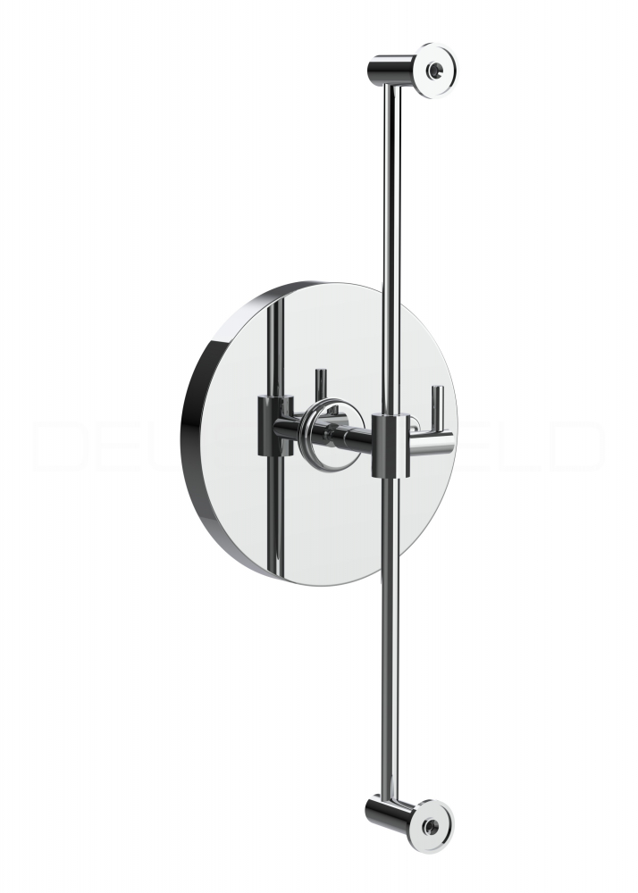 DEUSENFELD WLS70CA - Wand Akku LED Kosmetikspiegel an Stange, höhenverstellbar, Ø20cm, 7-fach Vergrößerung, 50cm, Stangengleiter,  3 einstellbare Lichtfarben, 10 Min. Timer, Dimmer, 3000mAh Lithium Akku, USB-C, inkl. Klebeadapter, verchromt