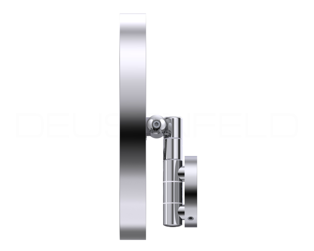 DEUSENFELD WL503CA - Akku Batterie LED Wand Kosmetikspiegel, 5x Vergrößerung, 3-Armig, Ø20cm, 3 einstellbare Lichtfarben, 10 Min. Timer, Dimmer, 4000mAh Lithium Akku, USB, hochglanz verchromt