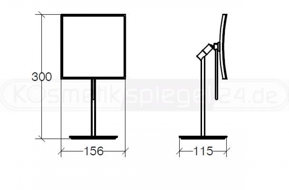 Design Stand Kosmetikspiegel "QUADRATO" 3-Fach Vergrößerung chrom