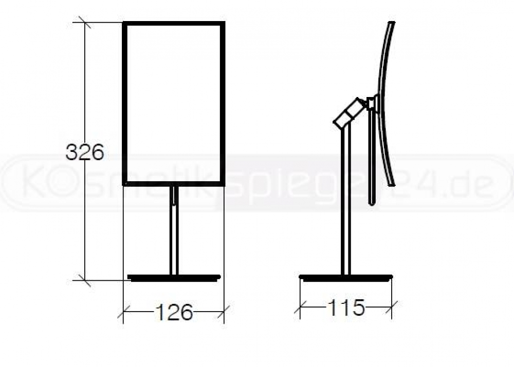 Design Stand Kosmetikspiegel "QUADRATO" 3-Fach Vergrößerung, chrom