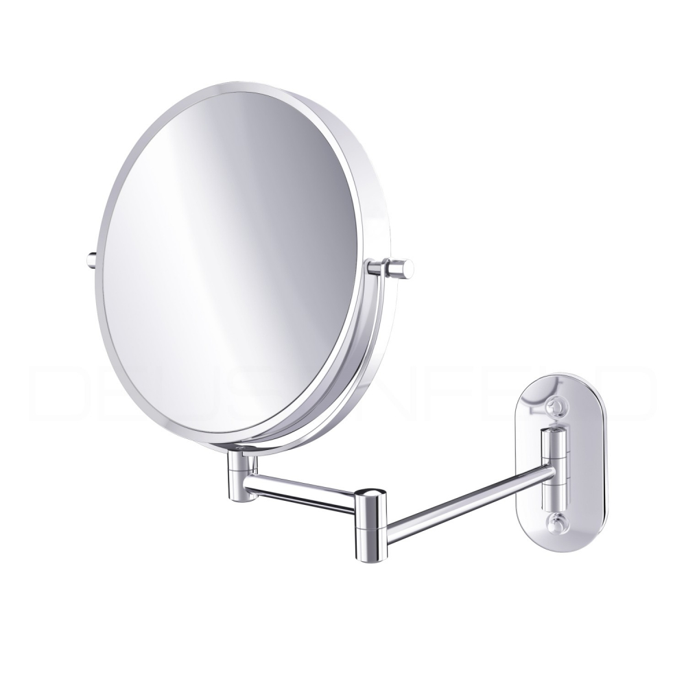 DEUSENFELD KW102C - Doppel Wand Kosmetikspiegel, 10x Vergrößerung + Normalspiegel, Ø20cm, 360° vertikal und horizontal schwenkbar, hochglanz verchromt