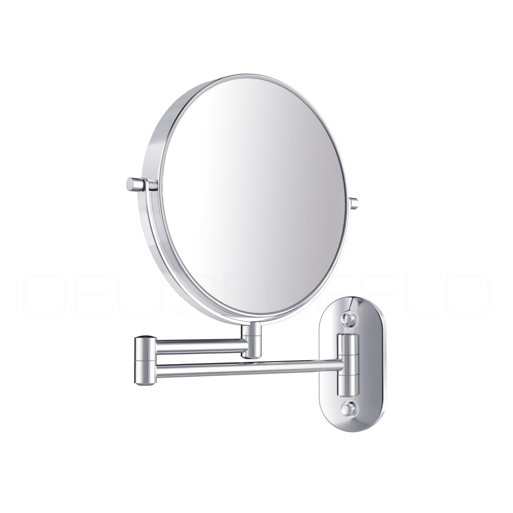 DEUSENFELD KW72C - Doppel Wand Kosmetikspiegel, 7x Vergrößerung + Normalspiegel, Ø20cm, 360° vertikal und horizontal schwenkbar, hochglanz verchromt