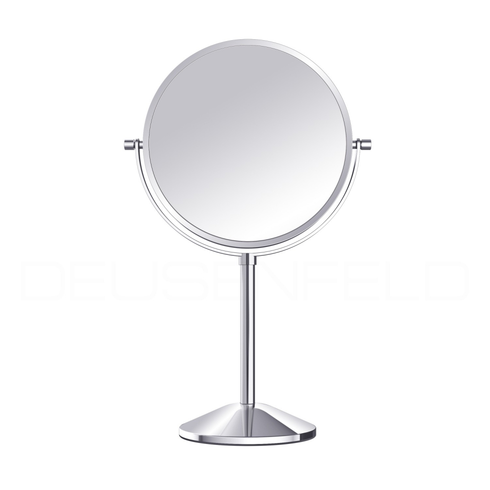 DEUSENFELD SK72C - Doppel Stand Kosmetikspiegel, Make-Up Spiegel, 7x Vergrößerung + Normal, Ø20cm, hochglanz verchromt