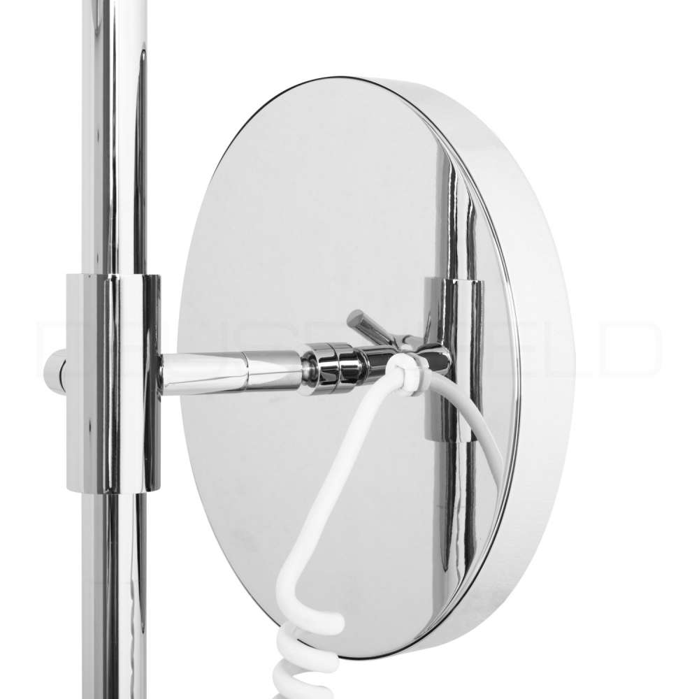 DEUSENFELD WLS70CT - Premium LED Kosmetikspiegel an Stange, Höhe verstellbar,  CTT - stufenlos einstellbarer Farbton von 2700-6500K, LED Touch-Control, 7x Vergrößerung, Ø20cm, verdeckte Befestigung, verchromt