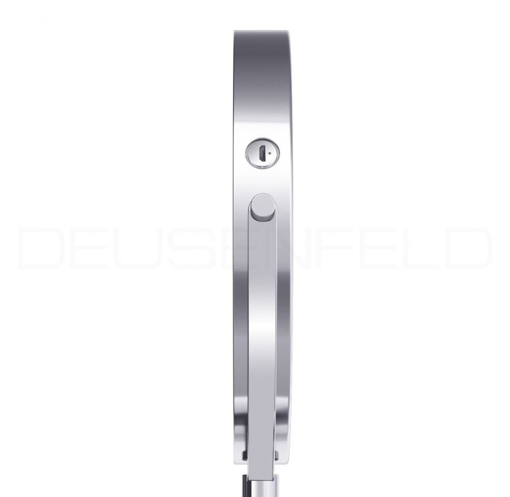 DEUSENFELD WL103CA - Akku Batterie LED Doppel Wand Kosmetikspiegel, 3 Gelenkarme, 10x Vergrößerung + Normalspiegel, Ø20cm, 360° vertikal und horizontal schwenkbar, 3 einstellbare Lichtfarben, 10 Min. Timer, Dimmer, 1800mAh Lithium Akku, USB, chrom